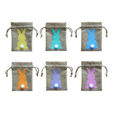 Maxbell Easter Bunny Decor Drawstring Burlap Bag 14x10cm Party Favors Reusable Yellow