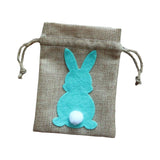 Maxbell Easter Bunny Decor Drawstring Burlap Bag 14x10cm Party Favors Reusable Green