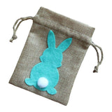 Maxbell Easter Bunny Decor Drawstring Burlap Bag 14x10cm Party Favors Reusable Green