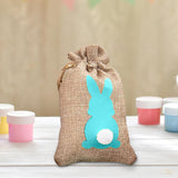 Maxbell Easter Bunny Decor Drawstring Burlap Bag 14x10cm Party Favors Reusable Green