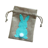 Maxbell Easter Bunny Decor Drawstring Burlap Bag 14x10cm Party Favors Reusable Green