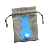 Maxbell Easter Bunny Decor Drawstring Burlap Bag 14x10cm Party Favors Reusable Blue