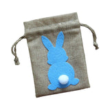 Maxbell Easter Bunny Decor Drawstring Burlap Bag 14x10cm Party Favors Reusable Blue