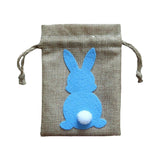 Maxbell Easter Bunny Decor Drawstring Burlap Bag 14x10cm Party Favors Reusable Blue