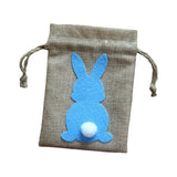 Maxbell Easter Bunny Decor Drawstring Burlap Bag 14x10cm Party Favors Reusable Blue