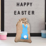 Maxbell Easter Bunny Decor Drawstring Burlap Bag 14x10cm Party Favors Reusable Blue