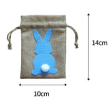 Maxbell Easter Bunny Decor Drawstring Burlap Bag 14x10cm Party Favors Reusable Blue