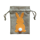 Maxbell Easter Bunny Decor Drawstring Burlap Bag 14x10cm Party Favors Reusable Orange
