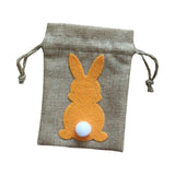 Maxbell Easter Bunny Decor Drawstring Burlap Bag 14x10cm Party Favors Reusable Orange
