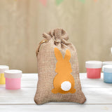 Maxbell Easter Bunny Decor Drawstring Burlap Bag 14x10cm Party Favors Reusable Orange