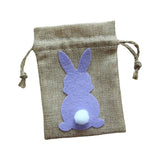 Maxbell Easter Bunny Decor Drawstring Burlap Bag 14x10cm Party Favors Reusable Purple