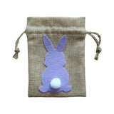 Maxbell Easter Bunny Decor Drawstring Burlap Bag 14x10cm Party Favors Reusable Purple