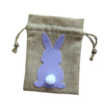 Maxbell Easter Bunny Decor Drawstring Burlap Bag 14x10cm Party Favors Reusable Purple
