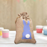 Maxbell Easter Bunny Decor Drawstring Burlap Bag 14x10cm Party Favors Reusable Purple