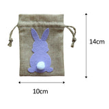 Maxbell Easter Bunny Decor Drawstring Burlap Bag 14x10cm Party Favors Reusable Purple