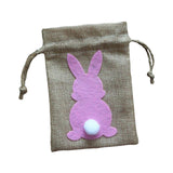 Maxbell Easter Bunny Decor Drawstring Burlap Bag 14x10cm Party Favors Reusable Pink