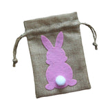 Maxbell Easter Bunny Decor Drawstring Burlap Bag 14x10cm Party Favors Reusable Pink