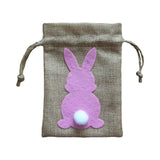 Maxbell Easter Bunny Decor Drawstring Burlap Bag 14x10cm Party Favors Reusable Pink