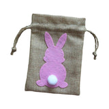 Maxbell Easter Bunny Decor Drawstring Burlap Bag 14x10cm Party Favors Reusable Pink