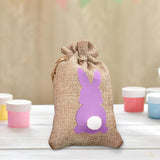 Maxbell Easter Bunny Decor Drawstring Burlap Bag 14x10cm Party Favors Reusable Pink