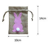 Maxbell Easter Bunny Decor Drawstring Burlap Bag 14x10cm Party Favors Reusable Pink