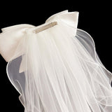 Maxbell Bridal Hair Bow Veil White Fashionable Hair Accessory Good Craftsmanship Clip Back