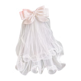 Maxbell Bridal Hair Bow Veil White Fashionable Hair Accessory Good Craftsmanship Clip Back