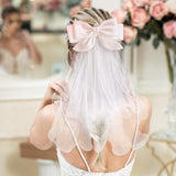 Maxbell Bridal Hair Bow Veil White Fashionable Hair Accessory Good Craftsmanship Clip Back