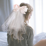 Maxbell Bridal Hair Bow Veil White Fashionable Hair Accessory Good Craftsmanship Clip Back