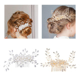Maxbell Bridesmaid Clip Combs Flower Girl Flower Headpiece Pearl Hair Pins White