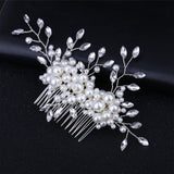 Maxbell Bridesmaid Clip Combs Flower Girl Flower Headpiece Pearl Hair Pins White