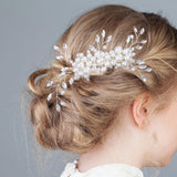 Maxbell Bridesmaid Clip Combs Flower Girl Flower Headpiece Pearl Hair Pins White