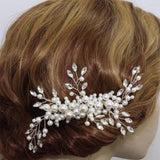 Maxbell Bridesmaid Clip Combs Flower Girl Flower Headpiece Pearl Hair Pins White