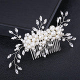 Maxbell Bridesmaid Clip Combs Flower Girl Flower Headpiece Pearl Hair Pins White
