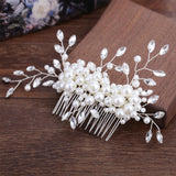 Maxbell Bridesmaid Clip Combs Flower Girl Flower Headpiece Pearl Hair Pins White
