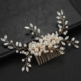 Maxbell Bridesmaid Clip Combs Flower Girl Flower Headpiece Pearl Hair Pins Aureate
