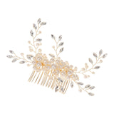 Maxbell Bridesmaid Clip Combs Flower Girl Flower Headpiece Pearl Hair Pins Aureate