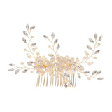 Maxbell Bridesmaid Clip Combs Flower Girl Flower Headpiece Pearl Hair Pins Aureate