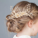 Maxbell Bridesmaid Clip Combs Flower Girl Flower Headpiece Pearl Hair Pins Aureate