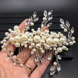 Maxbell Bridesmaid Clip Combs Flower Girl Flower Headpiece Pearl Hair Pins Aureate