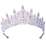 Maxbell Bridal Wedding Princess Crystal Rhinestone Tiara Crowns Hair Band Headband Pink