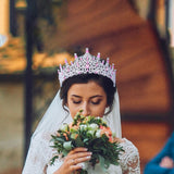 Maxbell Bridal Wedding Princess Crystal Rhinestone Tiara Crowns Hair Band Headband Pink