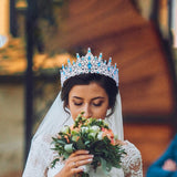 Maxbell Bridal Wedding Princess Crystal Rhinestone Tiara Crowns Hair Band Headband Dark Blue
