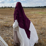 Maxbell Elegant Women Hijab Lightweight Solid Color Breathable Wrap White