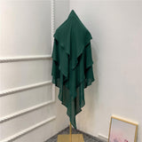 Maxbell Elegant Women Hijab Lightweight Solid Color Breathable Wrap Green