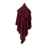Maxbell Elegant Women Hijab Lightweight Solid Color Breathable Wrap Red