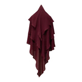 Maxbell Elegant Women Hijab Lightweight Solid Color Breathable Wrap Red