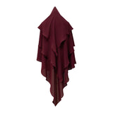 Maxbell Elegant Women Hijab Lightweight Solid Color Breathable Wrap Red