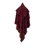 Maxbell Elegant Women Hijab Lightweight Solid Color Breathable Wrap Red