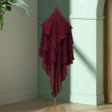 Maxbell Elegant Women Hijab Lightweight Solid Color Breathable Wrap Red